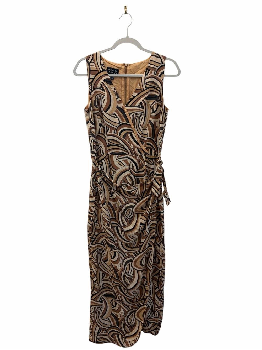 Spenser Jeremy 100% Silk Retro 90’s Sleeveless Brown Draped Dress (6) Formal